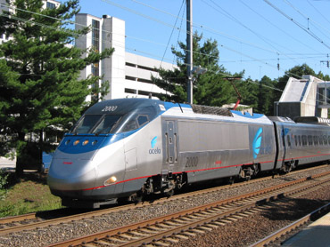 Acela Locomotive No. 2000 travels at up to 150 in the Northeast Corridor