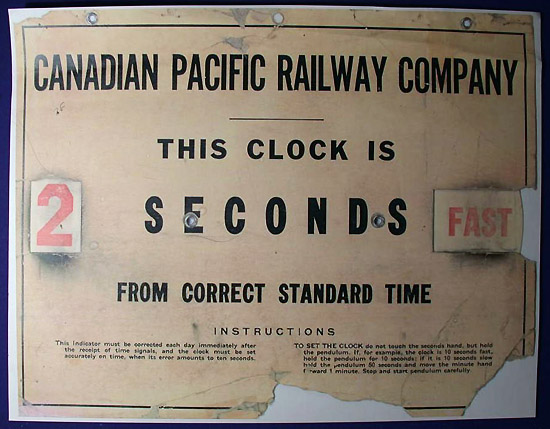 Canadian Pacific Railway Indicator Card, Larry Buchans collection, NAWCC