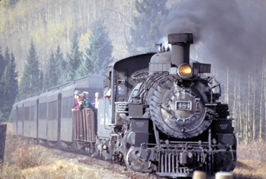 Cumbres & Toltec No. 484 with passenger train (Dennis Adams)