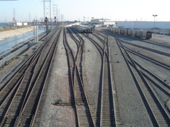 Southern Pacific Railroad yard next to Los Angeles River
