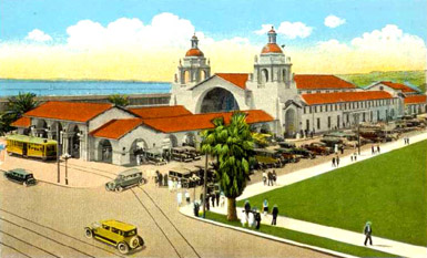 Sandiego Union Station 1920, postcard view