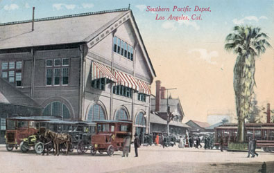 Southern Pacific Los Angeles Arcade Depot, Newman Post Card, RailsWest.com collection