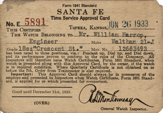 Santa Fe Form 1621 Standard, 1933