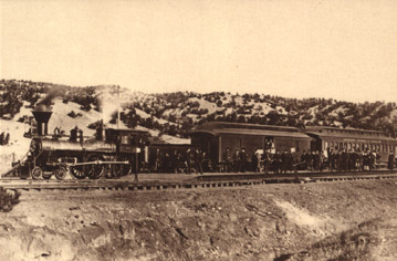 ATSF Passenger Train in New Mexico, circa 1885 by JR Riddle (Museum of New Mexico collection)