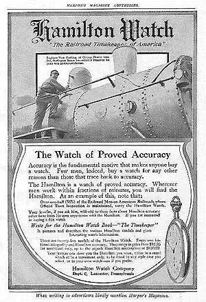 Hamilton ad from Harpers Magazine, circa 1914