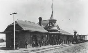 ATSF Perris Depot, 1892, like other depots, was aa hub of activity when the train arrived.