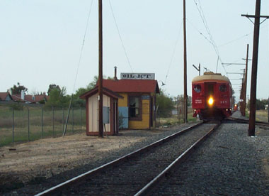 PE Interurban Car approaches Oil Jct. Station at OERM (Richard Boehle photo)