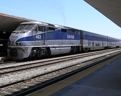 Amtrak California Surfliner prepares to leave Los Angeles Union Station (photo by Richard Boehle)