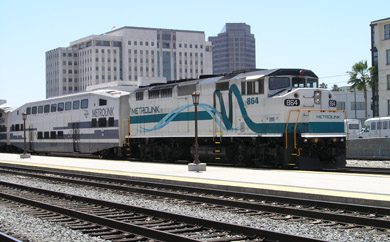 Metrolink commuter train ready to leave LA Union Station (photo by Richard Boehle)