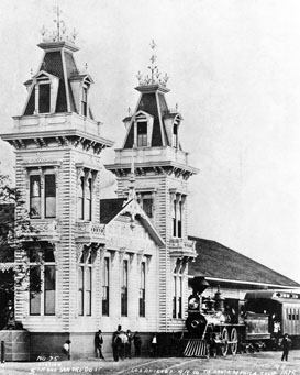Los Angeles and Independence Railroad Depot at Fifth Street and San Pedro Street, Los_Angeles circa 1875