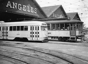 Los Angeles Railway PCC Car in foreground