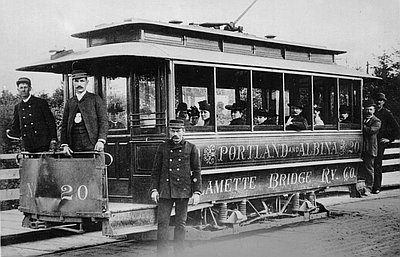 Portland's Willamette Bridge Railway car No. 20, Nov. 1889, courtesy Tri-County Metropolitan Transportation District of Oregon